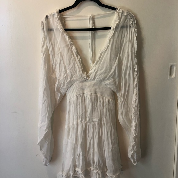 Flowy White Mini Dress Size Small - Picture 1 of 5